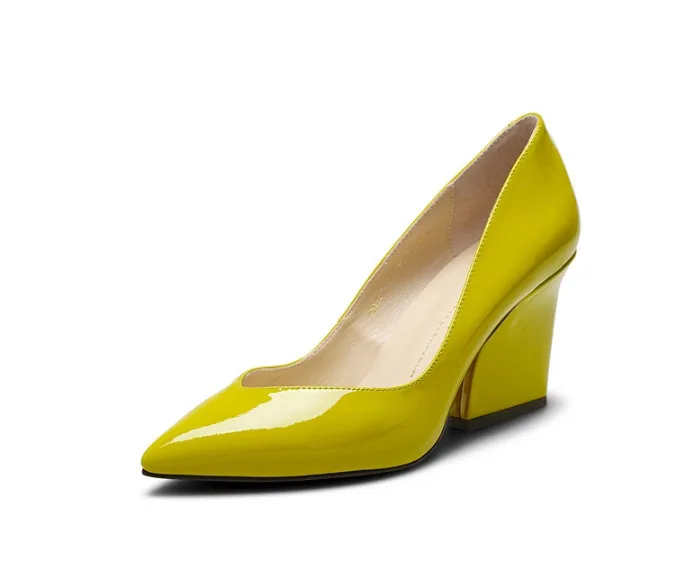 European stations 2015 autumn wedges patent leather high heel shoes pointed toe Asakuchi women A536 | Обувь