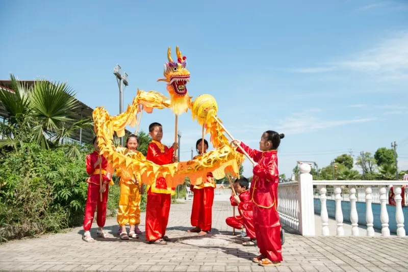5.5M 6 kid  CHINESE DRAGON DANCE gold-plated Folk Festival Celebration Costume loong costume