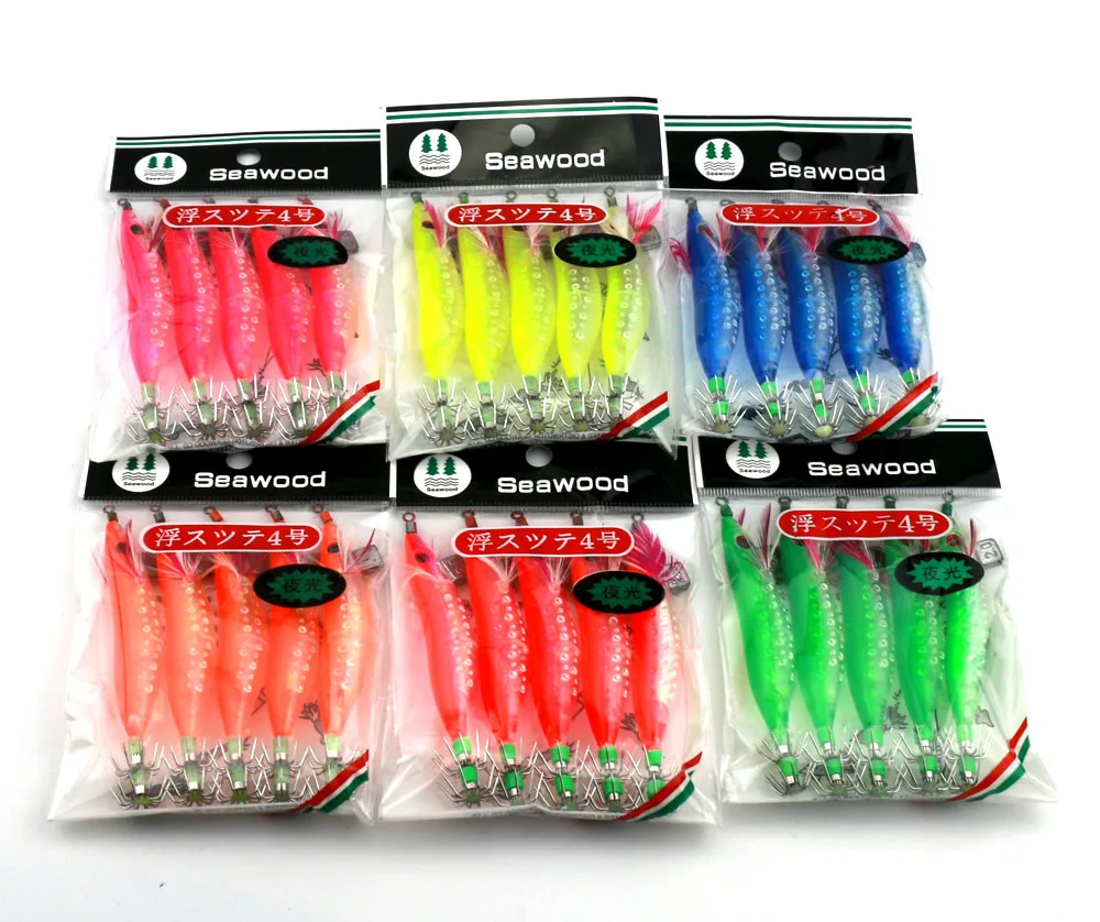 Случайный цвет наживка в виде светящейся креветки кальмарные Джиги светящиеся