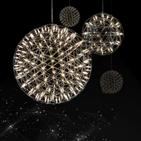 modern chandelier spark ball led pendant light fixture firework ball stainless steel pendant lamps home decorative lighting 220v