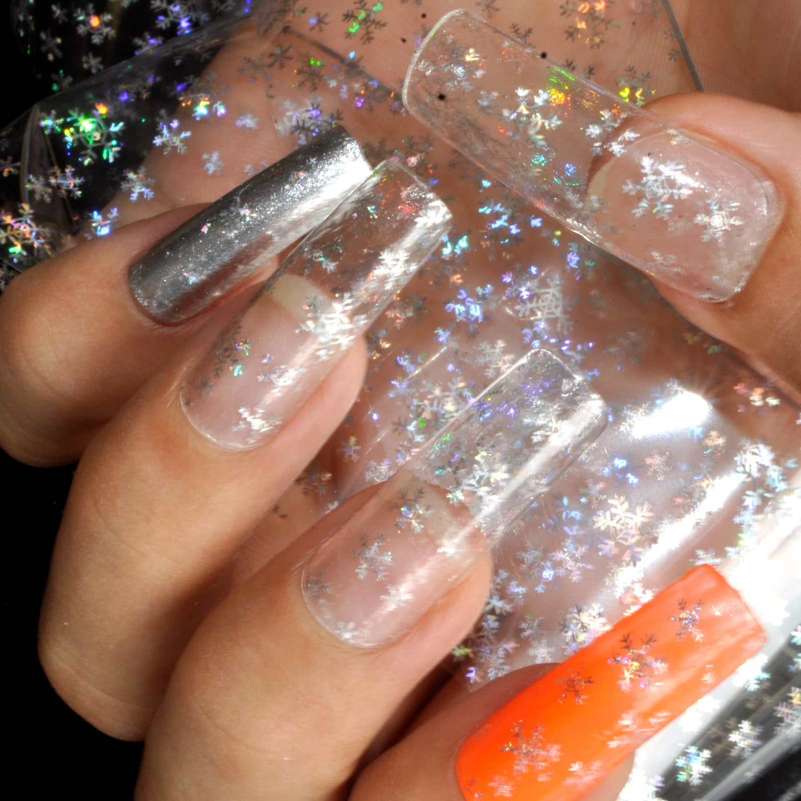 DIY Beauty Nails Shine Silver Laser Snow Art Transfer Craft Foil наклейки для кончиков ногтей GL81 | Красота и