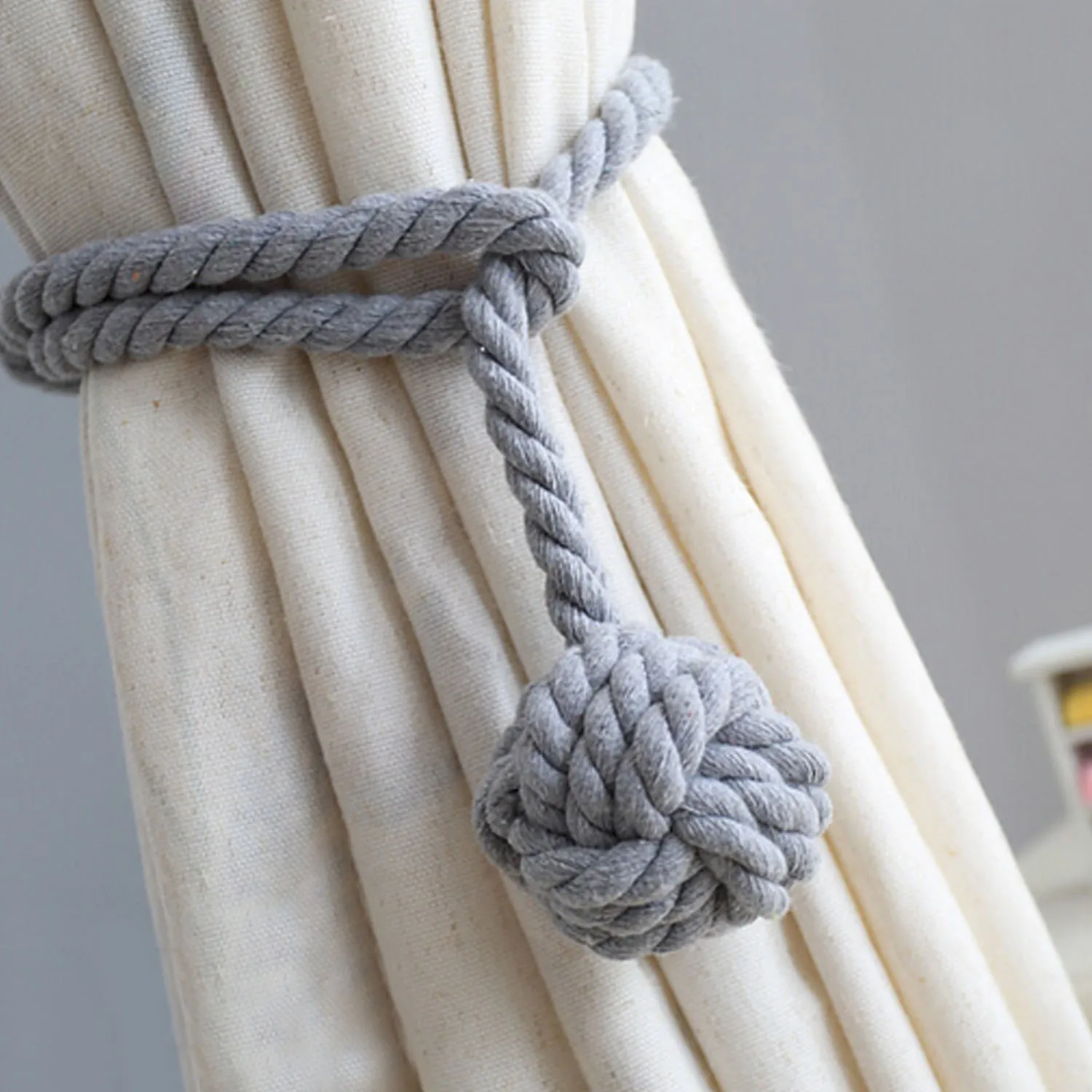 2cps элегантный ручной Вязание окна Шторы шторы из хлопчатобумажного каната Holdbacks