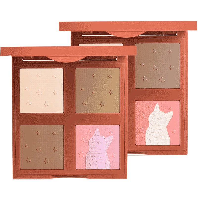 

Cute cat Makeup Palette 5 Colors Natural Long-lasting contour Blusher Powder palette Set highlighter bronzer powder palette