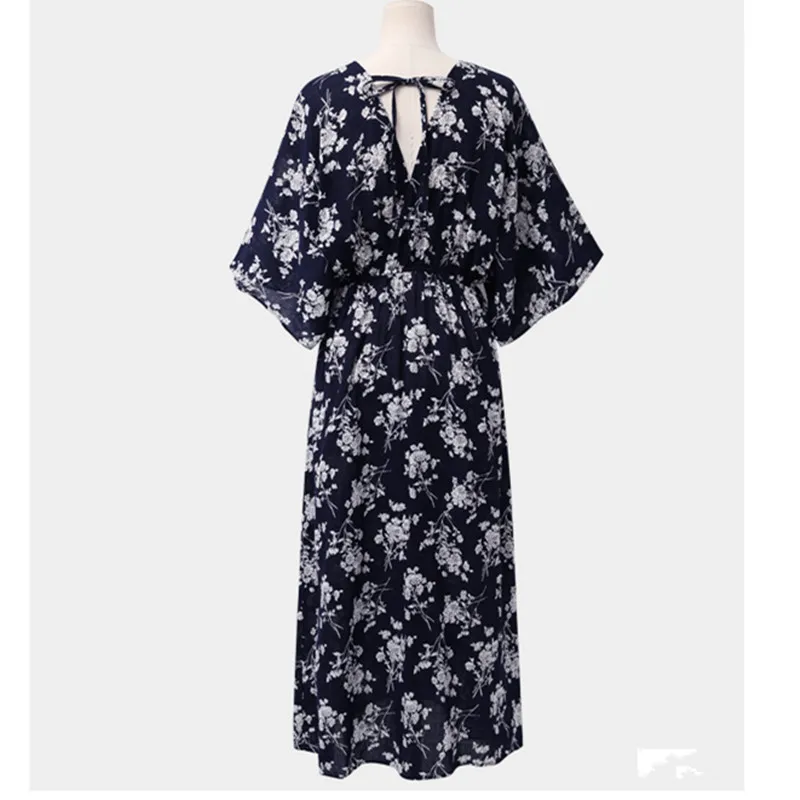 

New Summer Style Women Dresses Plus Size Fashion V-Neck Collar Collect Waist Slim Short Sleeve Print Dress For Women One-Piece