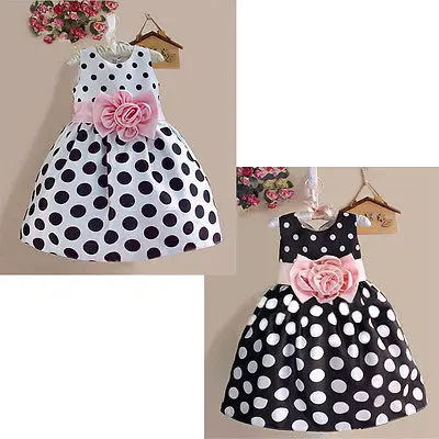 Princess Baby Flower Girl Party Dress Dot Gown Fancy Dresses Sleeveless Sundress | Детская одежда и обувь