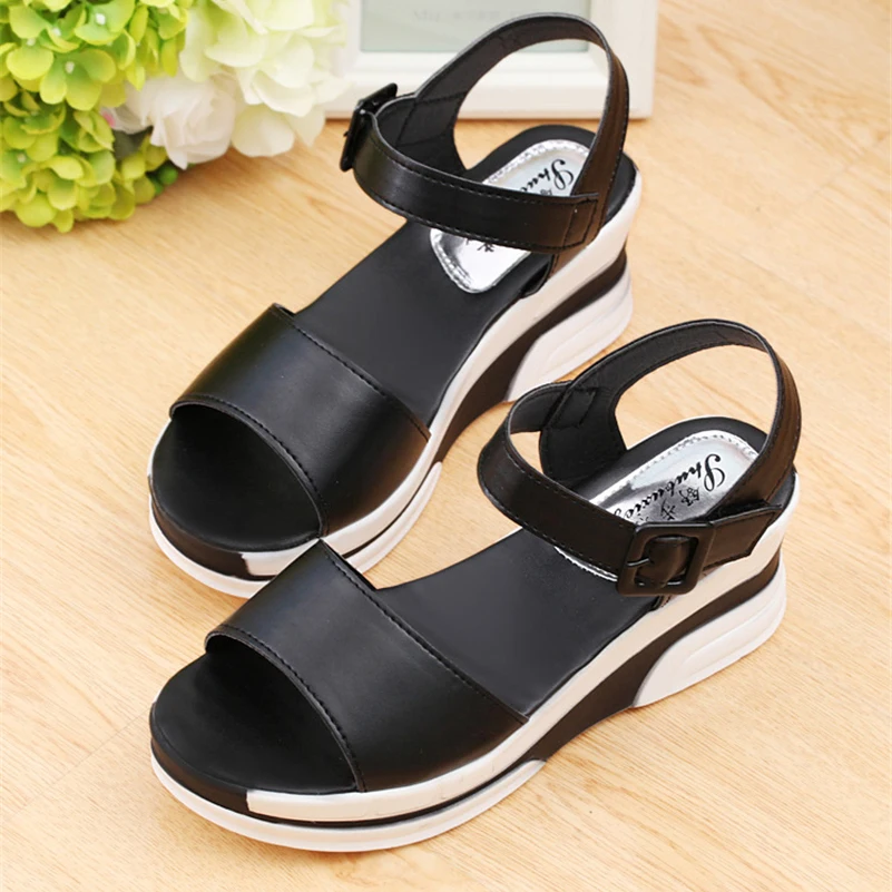 Летние Женские Туфли женские Сандалии Плоские Платформы 2017 Гладиатор Клинья