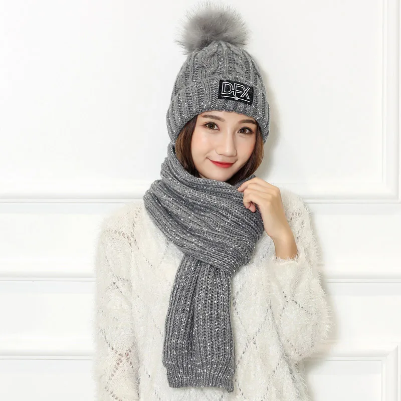 Зимняя шапка шарф теплый комплект трикотажа с письмо hat|hat scarf set|scarf sethat |