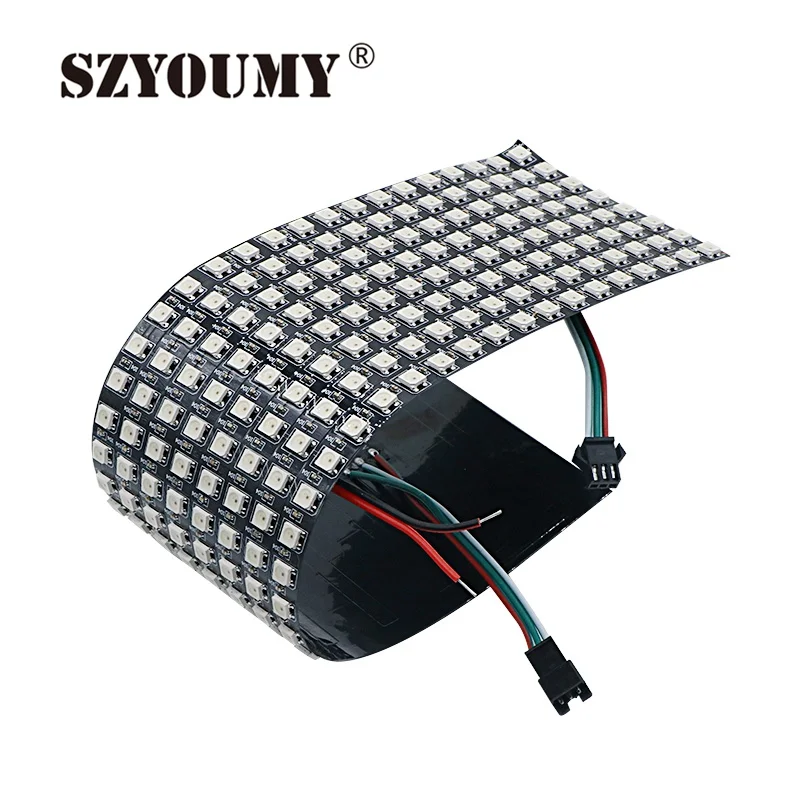 SZYOUMY WS2812B 5050 RGB SMD 8*32 пикселей цифровая Гибкая точечная матрица индивидуально адресуемый светодиодный дисплей 3 размера опция