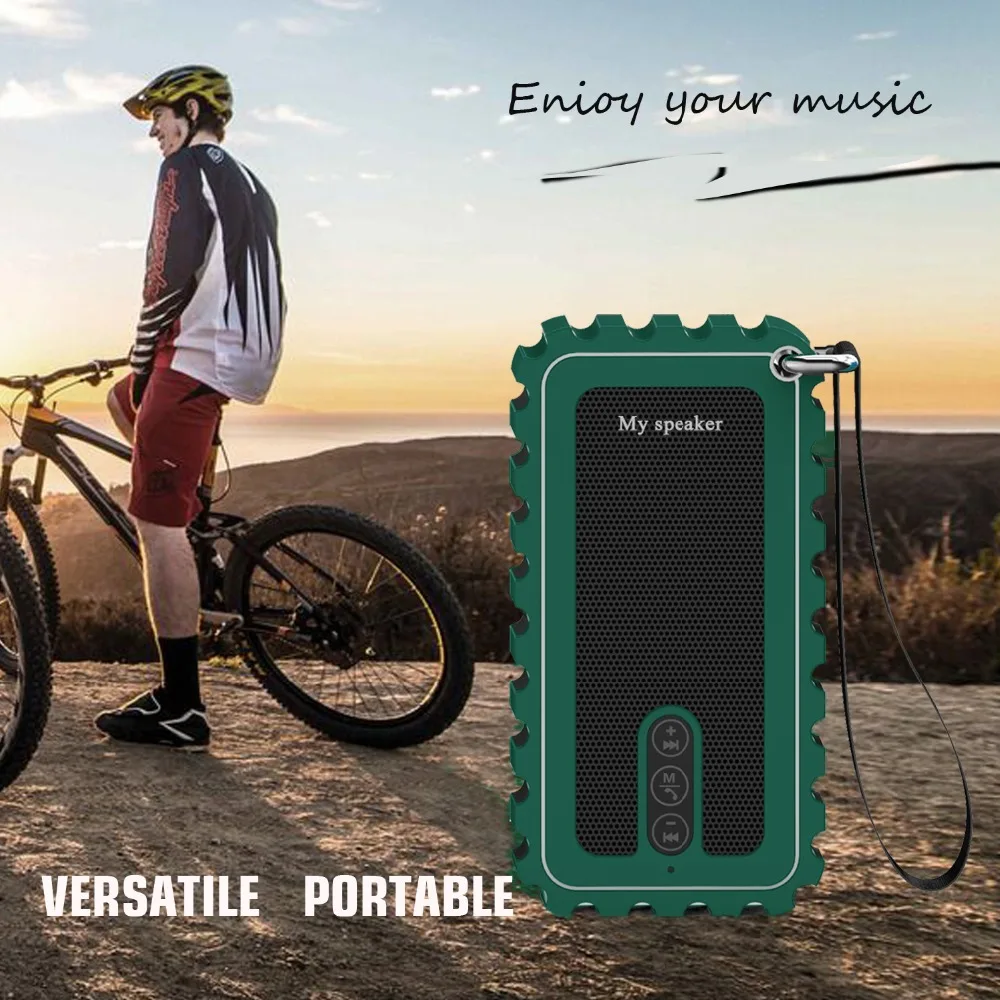 Outdoor IP67 Waterproof Dustproof Shockproof Bluetooth 4.1 10W Speaker with Enhanced Bass Built-In Mic TF Card AUX Line-In |