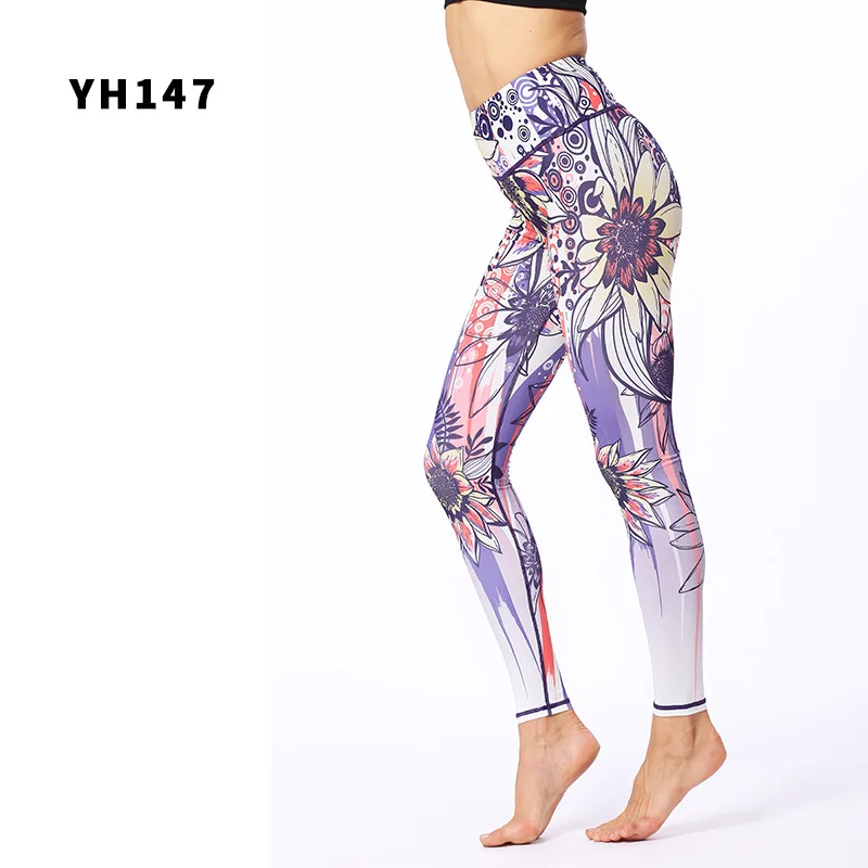 YH147 Для Женщин Йога Брюки Фитнес леггинсы Activewear тренажерный зал спорта Для женщин сжатия тренировки Высокая Талия Брюки для девочек брюки для девочек - Цвет: YH147