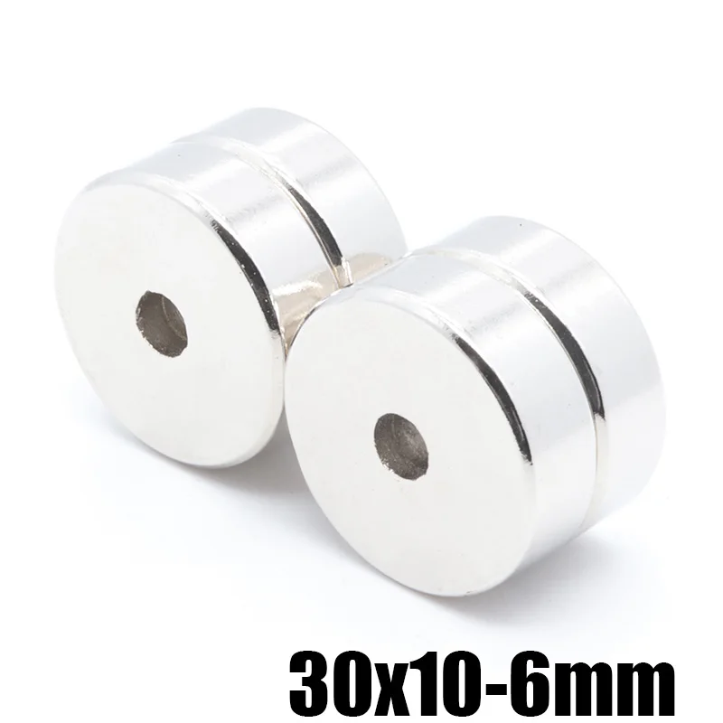 

5pcs 30x10 mm Hole 6 mm N35 Super Strong Ring Loop Countersunk Magnet Rare Earth Neo Neodymium Magnets Cylinder 6mm