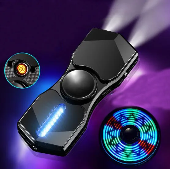 Красочные блики fingertip Электрический провод LED лампа Зажигалка гироскоп USB зарядка