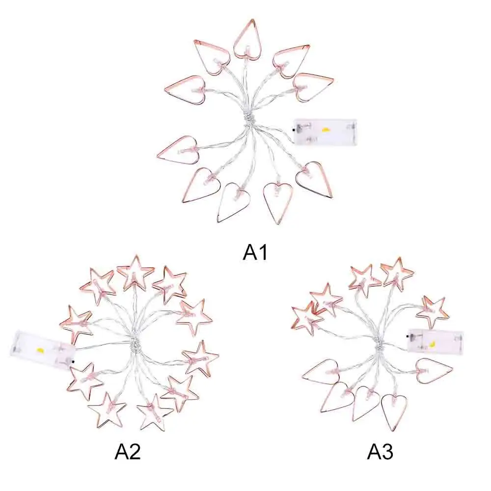 

DIY Heart Star Shape 10 LED String Lamp Fairy Lights Wedding Hanging Decor for Party Christmas Wedding
