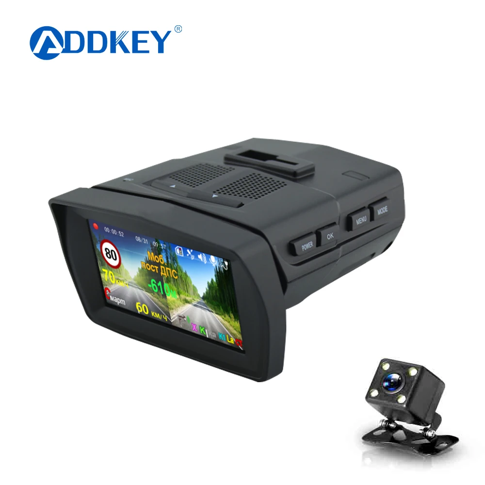 Автомобильный видеорегистратор ADDKEY 3 в 1 радар детектор с GPS ночное видение угол 140