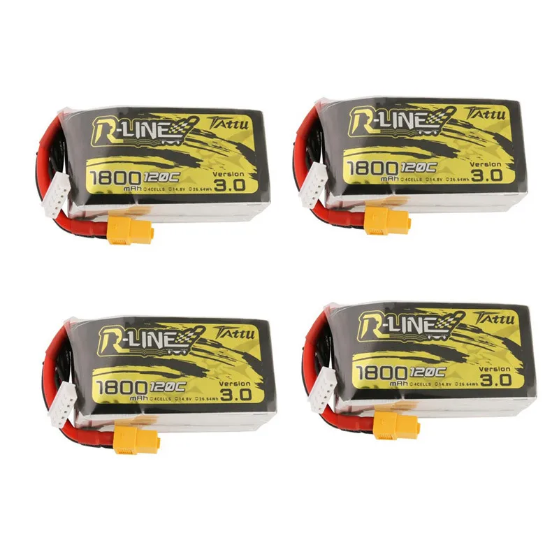 4PCS 1/2/4 шт. TATTU R-LINE Версия 3,0 14,8 V 1800 мА/ч, 120C 4S Lipo Батарея XT60 Разъем для RC пульт дистанционного управления Управление игрушки Запасные Запчасти Радиоуправляемый квадрокоптер - Цвет: 4PCS