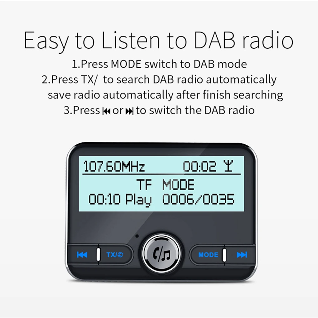 Цифровой радиоприемник DAB FM тюнер для автомобиля Bluetooth 4 2 адаптер передатчика