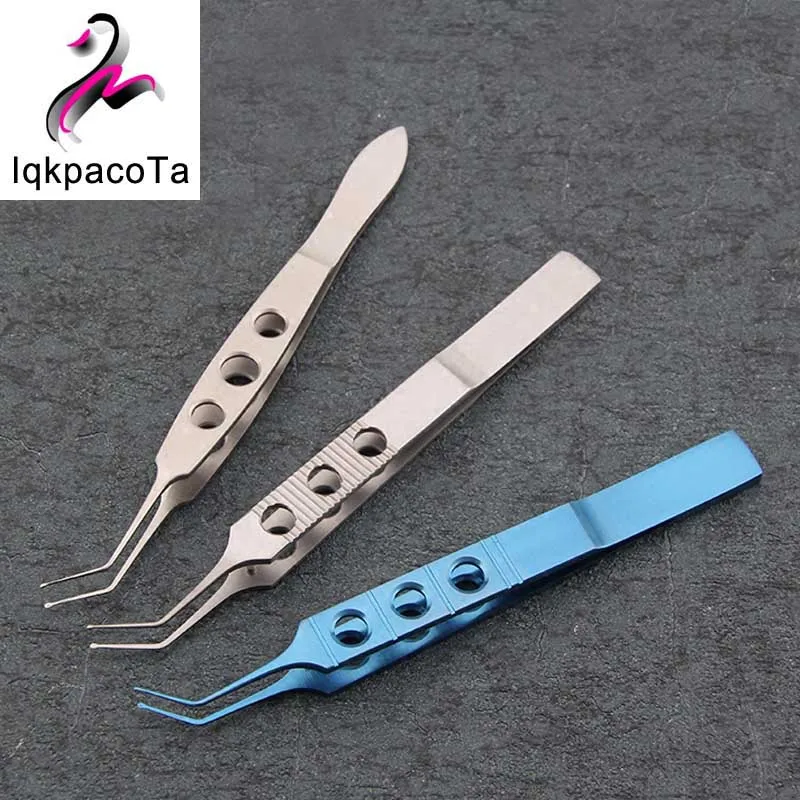 

Crystal implant tweezers soft Huff-style forceps dovetail round head implanted tweezers Titanium alloy stainless steel 11cm