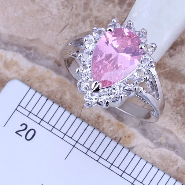 Женский комплект украшений серебряное покрытие серьги подвеска кольцо Размер 6 /