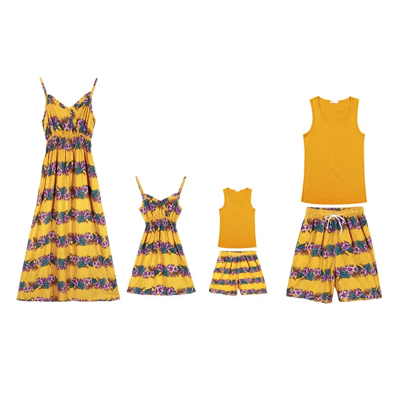 Платье для мамы и дочки 2019 летние Семейные одинаковые наряды в богемном стиле