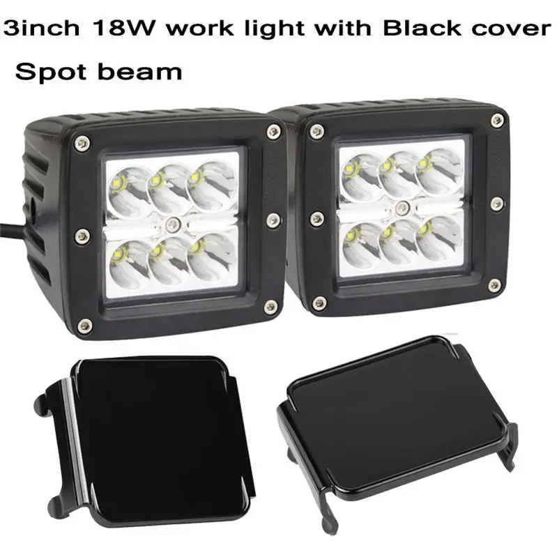 2pc 18W spot black 3 дюйма 18 Вт светодиодный рабочий светильник светодиодный бар внедорожный 4x4 atv точечный прожектор противотуманный светильник для мотоцикла Трактор Лодка внедорожный грузовик внедорожник - Цвет: 2pc 18W spot black