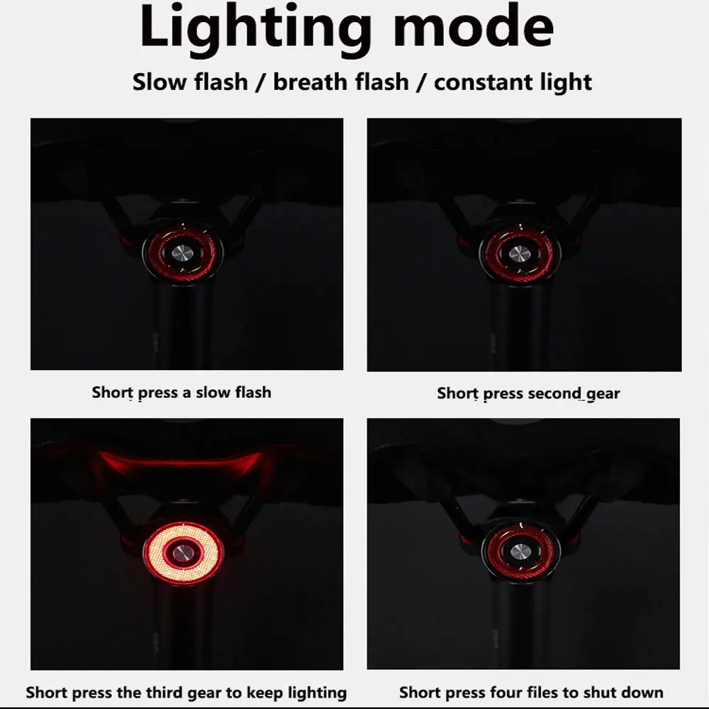 

BATFOX Smart Bike Cycling Tail Light USB Rechargeable mtb Bright Brake Sensing Bicycle IPX6 Rear LED Lamp Sense Flashlight Light