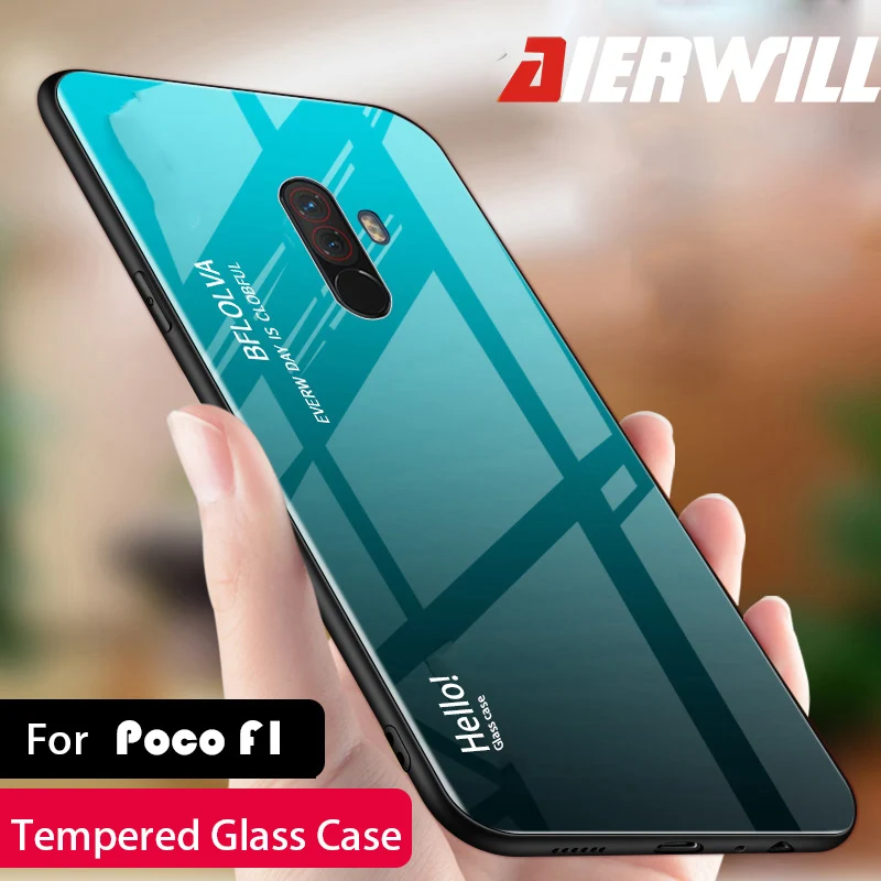 Роскошный Жесткий Чехол для Pocophone F1 чехол из закаленного стекла силиконовая