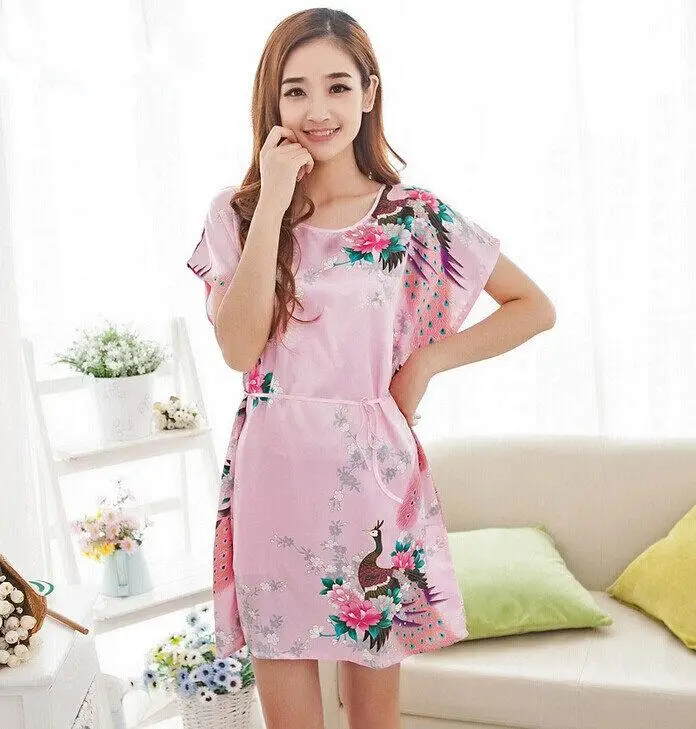 Модный женский летний халат, китайский женский банный халат из вискозы Yukata, ночная рубашка Nuisette Pijama Mujer, один размер, лидер продаж, Xsz023 - Цвет: Pink