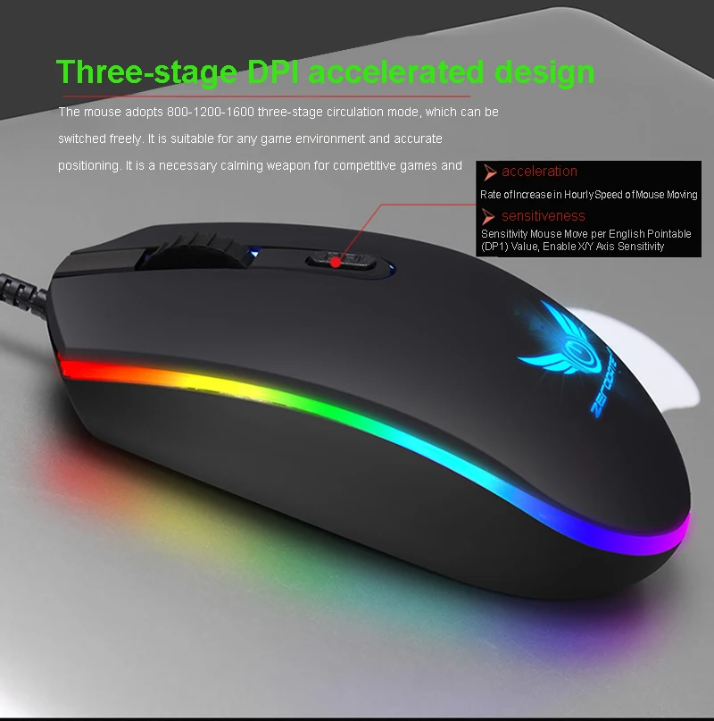 USB оптическая мышь 1600 точек/дюйм игровая мышь RGB оптическая геймерская мышь для ПК настольный ноутбук планшет компьютерная мышь Прямая поставка