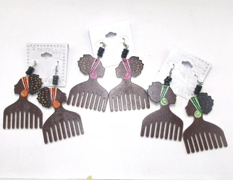 Бесплатная доставка! 5 пар/лот афро палочки гребень деревянные серьги|earrings free