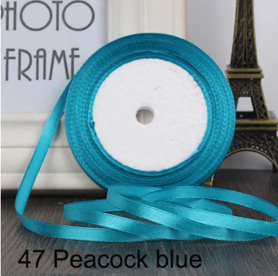 47 Peacock blue 25 ярдов атласная лента 6 мм корсажные ленты DIY лук Ремесло Декор для упаковки подарков Свадебная вечеринка украшения принадлежности для скрапбукинга - Цвет: 47 Peacock blue