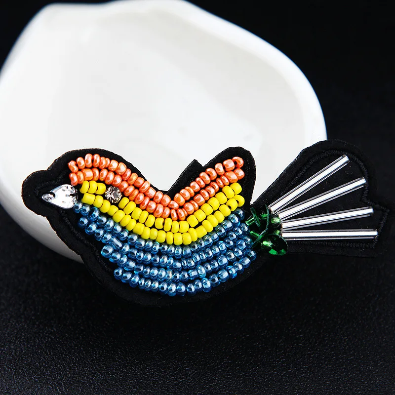 Брошь в виде птицы OneckOha булавка цепочка с бусинами броши вышивкой животного