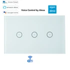 Умный настенный выключатель с Wi-Fi, американский, 3 клавиши, закаленная панель, беспроводной переключатель с Wi-Fi, быстрое включениевыключение с Amazon Alexa