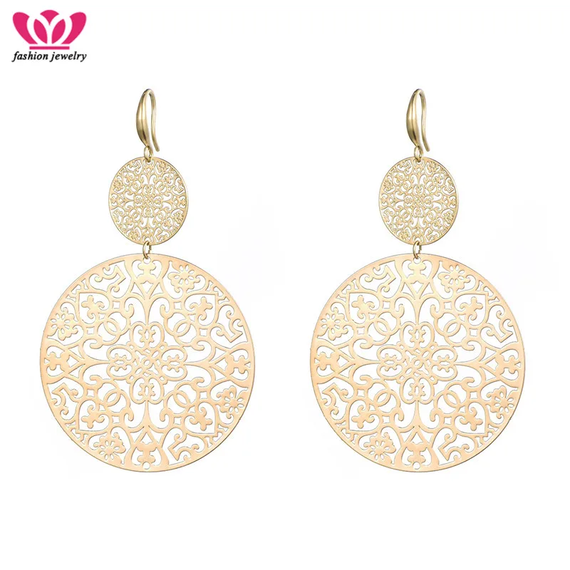 

silvery Big Smooth Flower Round Earring Charming Fashion Trendy Style For Women Jewelry Accessories Gift Hot Selling Drop Shipng