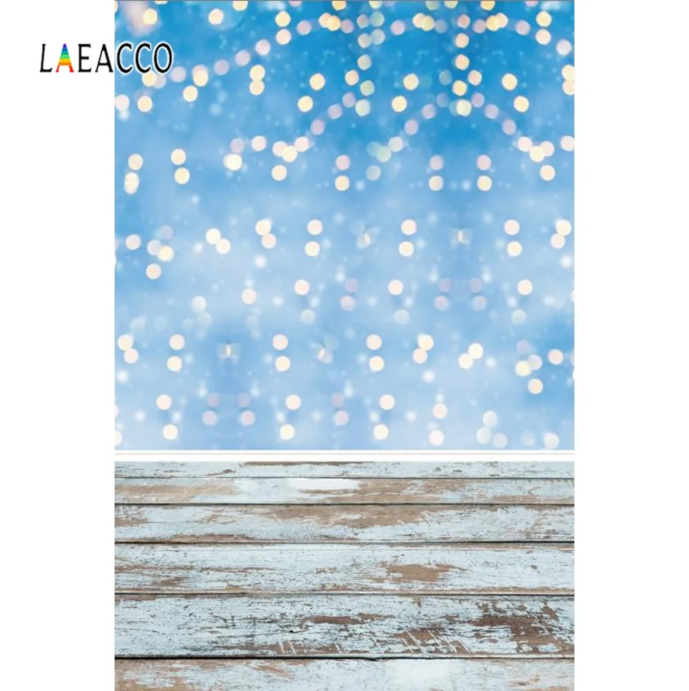 Laeacco фотофоны светло-голубые в горошек серые доски ребенок день рождения портрет