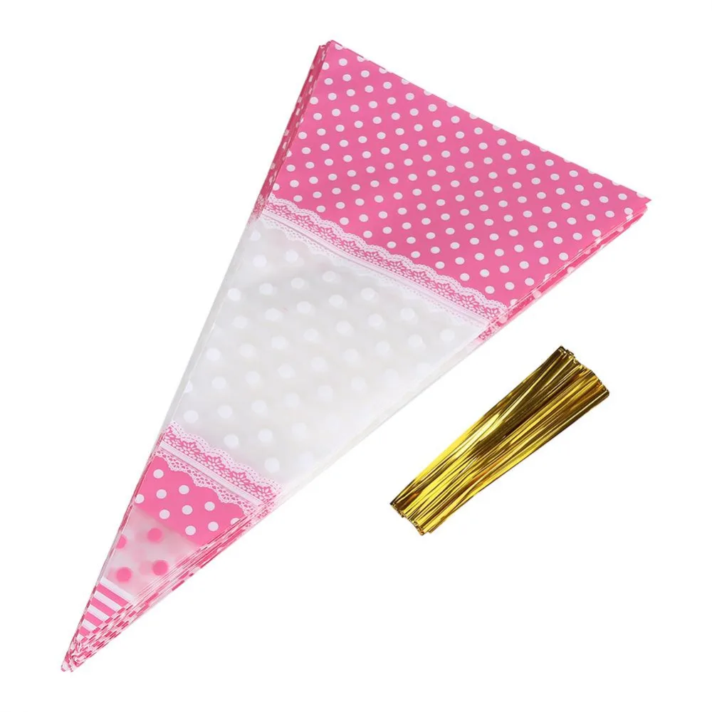 50 шт. конусные прозрачные целлофановые Упаковочные пакеты с закрученными