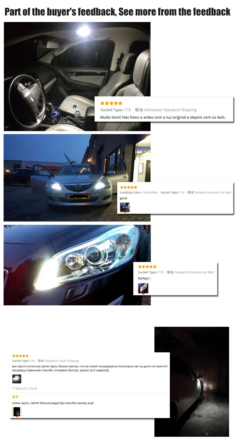 4 шт. W5W 10-7020 SMD автомобильный T10 светодиодный 194 168 Клин Замена заднего прибора панель лампы Белый Синий лампы для габаритных огней