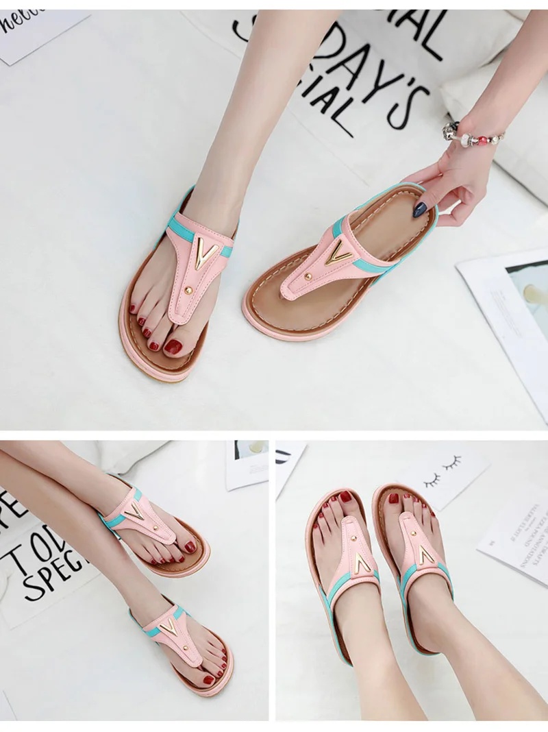 Summer Women Shoes Flip Flops Ladies Beach Sandals Plus Size Women Sandals Flat Women Flip Flops Fashion Luxury Brand A912