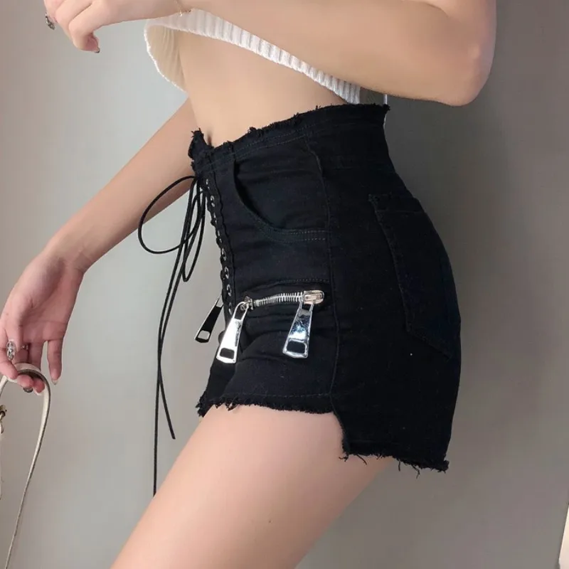 Шорты для ночного клуба сексуальные летние женские джинсовые черные короткие
