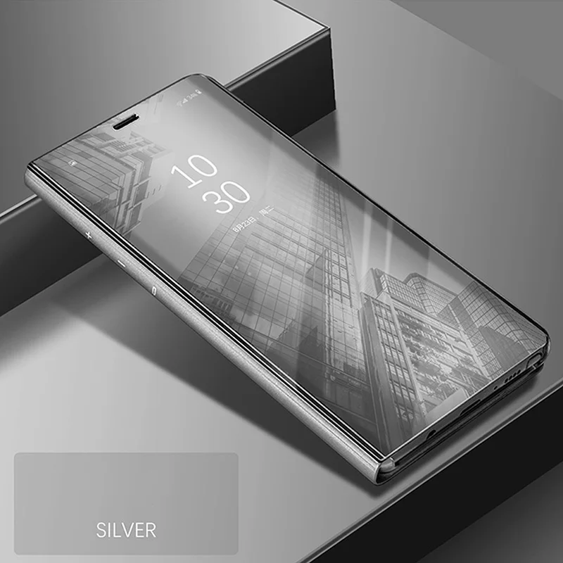 Sliver Зеркальный флип-чехол для телефона huawei mate 9 10 20 Pro Lite Smart Clear View Cover для huawei P8 P9 P10 P20 Plus Pro Lite P Smart - Цвет: Sliver
