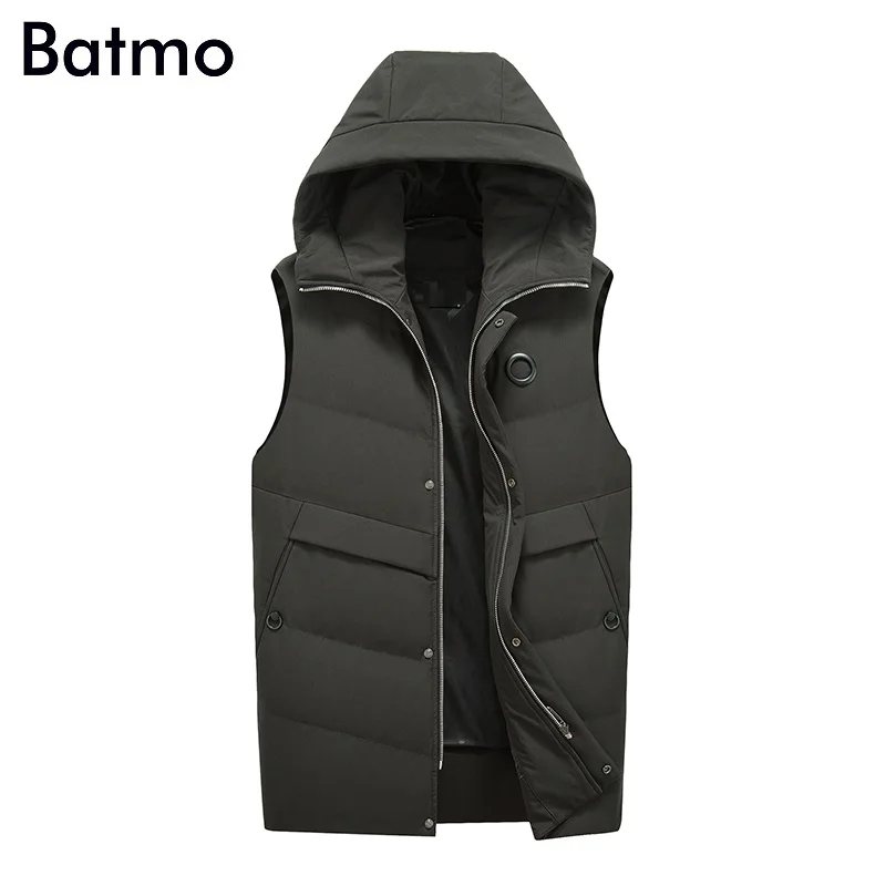 Batmo Новое поступление зимняя высококачественная мужская жилетка с капюшоном на 90% белом утином пуху, мужские пуховики, большие размеры S-3XL X1809