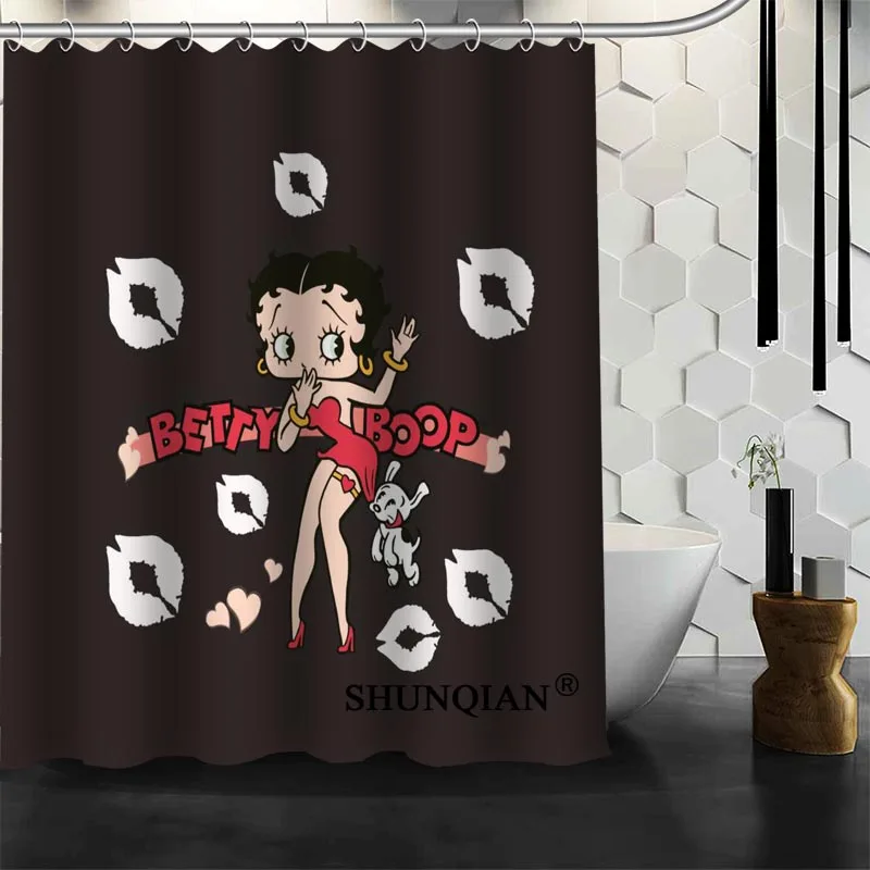 Best хороший обычай Betty Boop душ Шторы Для ванной Шторы Водонепроницаемый Ткань Ванная комната Шторы больше размер a6.1-37 - Цвет: Оранжевый