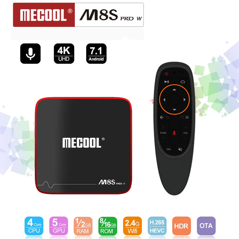 MECOOL M8S PRO W умные ТВ Box Android 7 1 Amlogic S905W 4 ядра 2 Гб оперативной памяти 16 встроенной ГБ 8