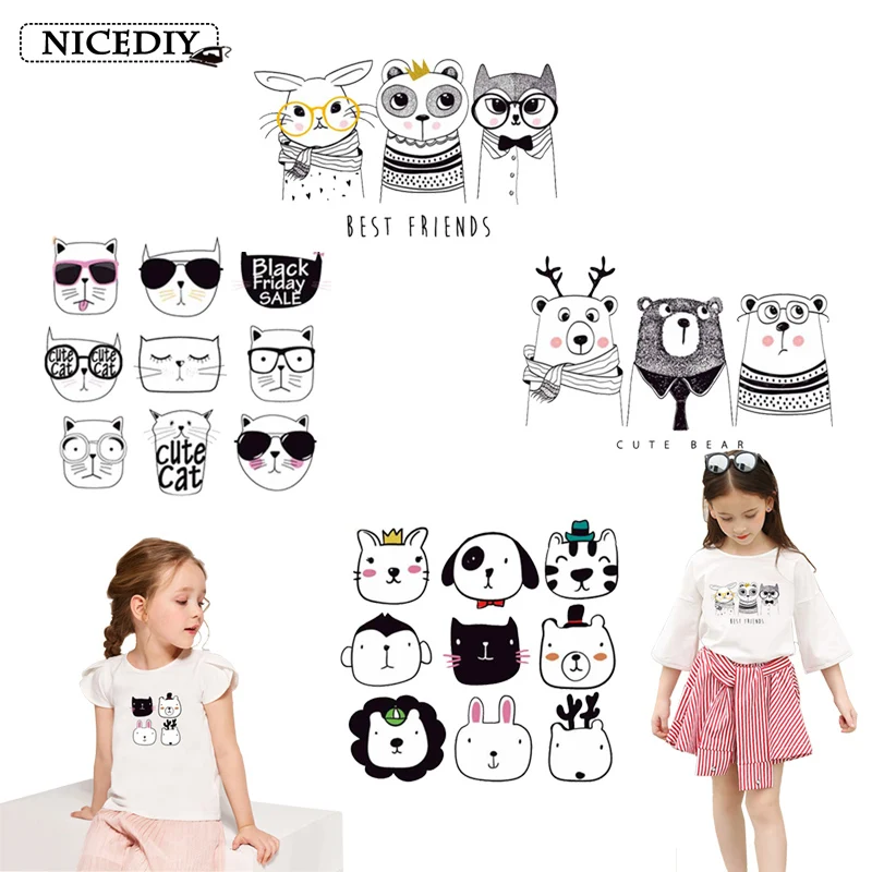 Nicediy наклейки с рисунками животных из мультфильмов утюжок для переноса одежды