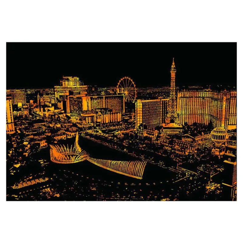Las Vegas Креативная цветная открытка, поцарапанная ночная сцена, Классическая мировая мода, Знак города, поздравительные открытки для фоторамки, домашний декор - Цвет: Las Vegas