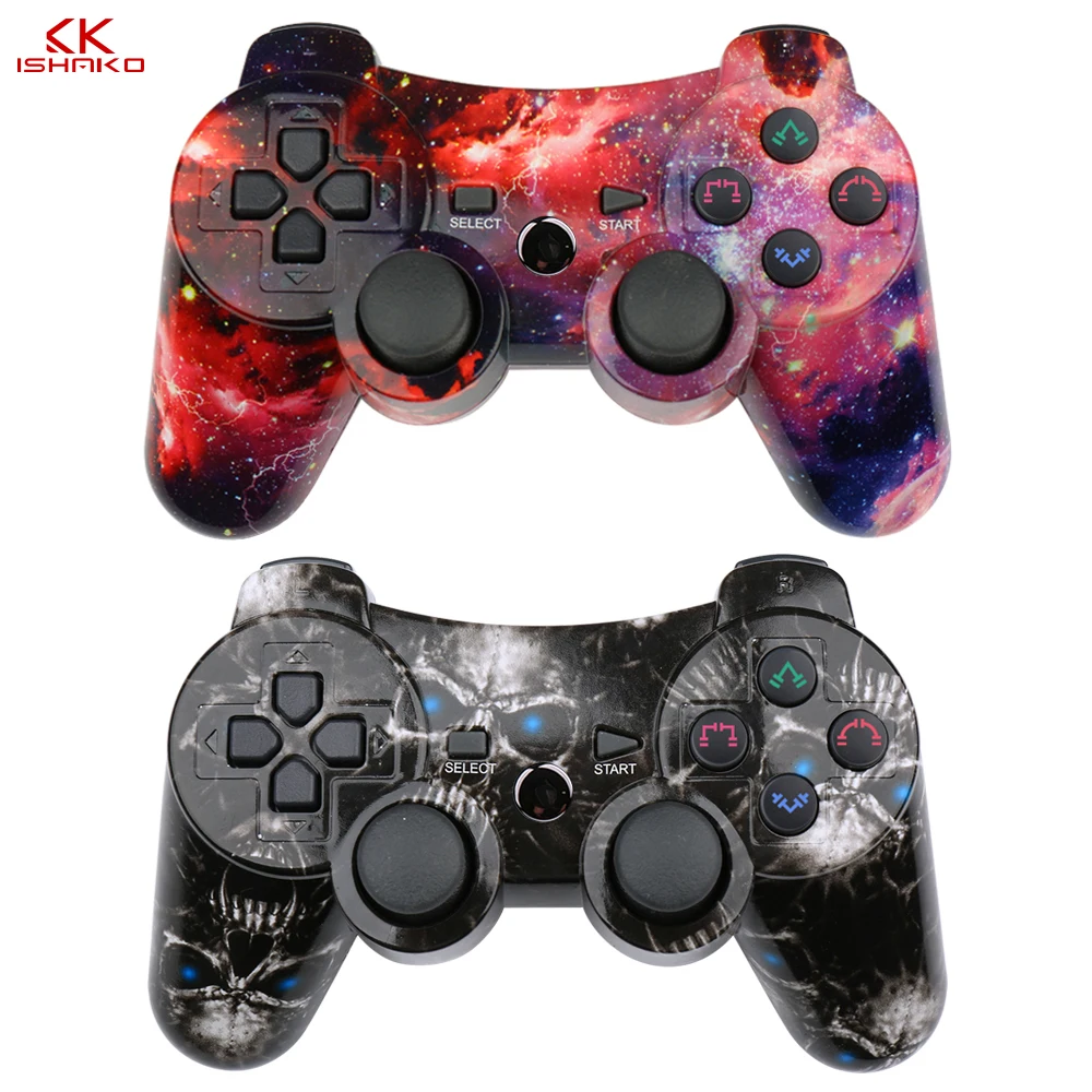 

Беспроводной игровой контроллер Double Shock для Sony Playstation 3, 1/2 шт., зарядный шнур, череп и звезда, красный, оптовая цена