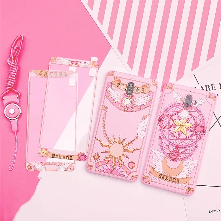 Чехол Mate10 plus Cardcaptor Sakura + пленка для экрана из закаленного стекла розовый чехол Huawei