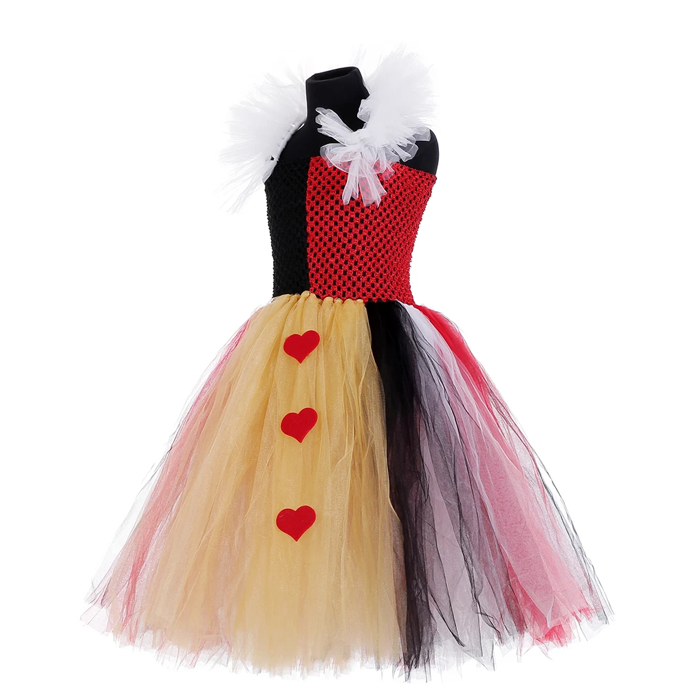 Queen Of Heart Tutu Dress Princess Girl Alice In Wonderland Birthday Dresses Red Cosplay Costume Funny Carnival Clothes | Детская одежда