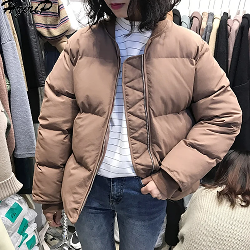 HziriP корейский Chic Повседневное толстые Для женщин зимние куртки с Свободные Дикий
