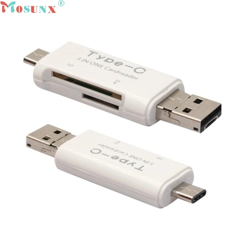Устройство для чтения карт памяти Mosunx Simplestone 3 в 1 Type C Micro USB OTG TF SD MS адаптер Macbook oct20 |
