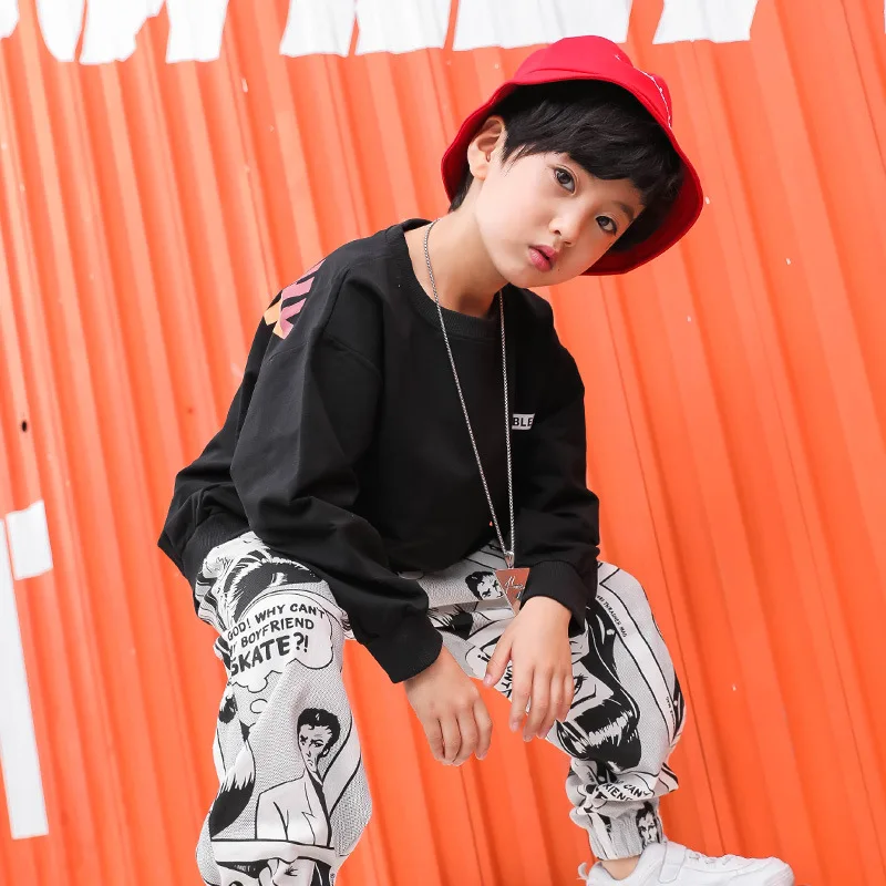 Kid Hip Hop Clothing Casual Shirt Sweatshirt Tops Cartoon Jogger Pants for Girls Boy Jazz Dance Costume Ballroom Dancing Clothes |